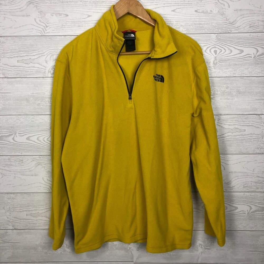 The North Face Men's Large Quarter Zip Fleece Pullover Long Sleeve Solid Yellow